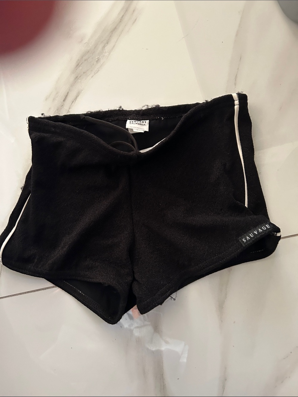 Black Men's Athletic Swim Shorts with White Trim